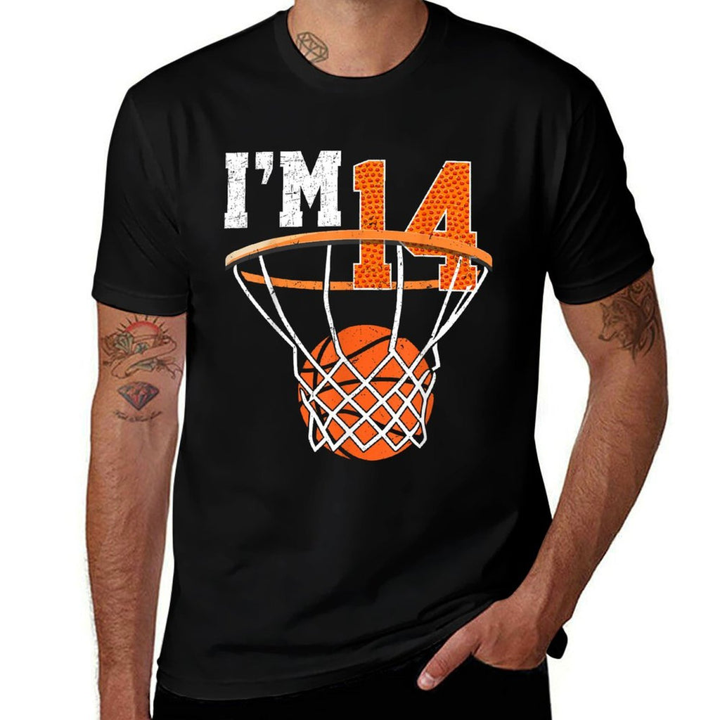 14th Birthday Boys Basketball 14 Year Old Birthday  Tagless Design T-Shirt