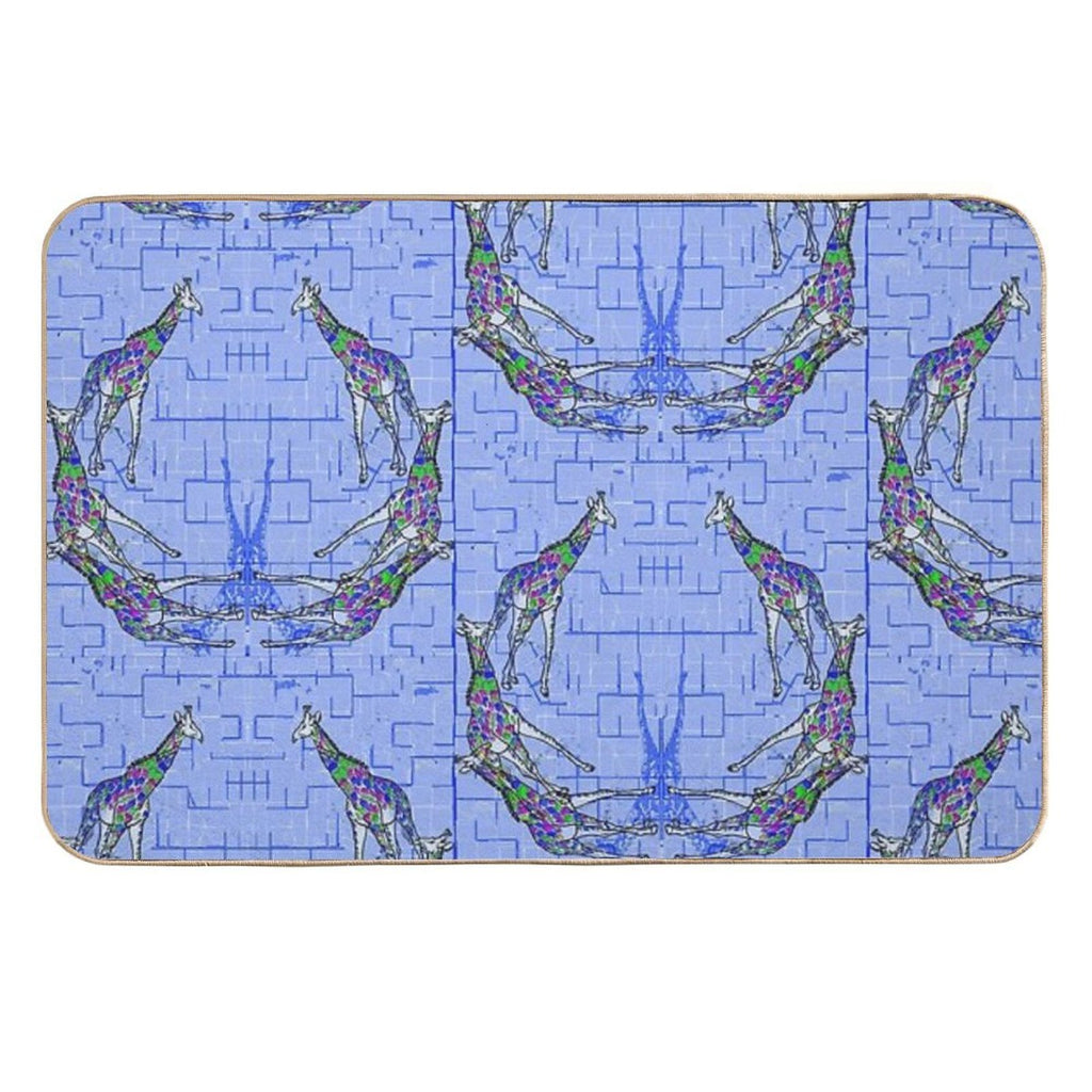 Blue Giraffes Durable Bath Mat