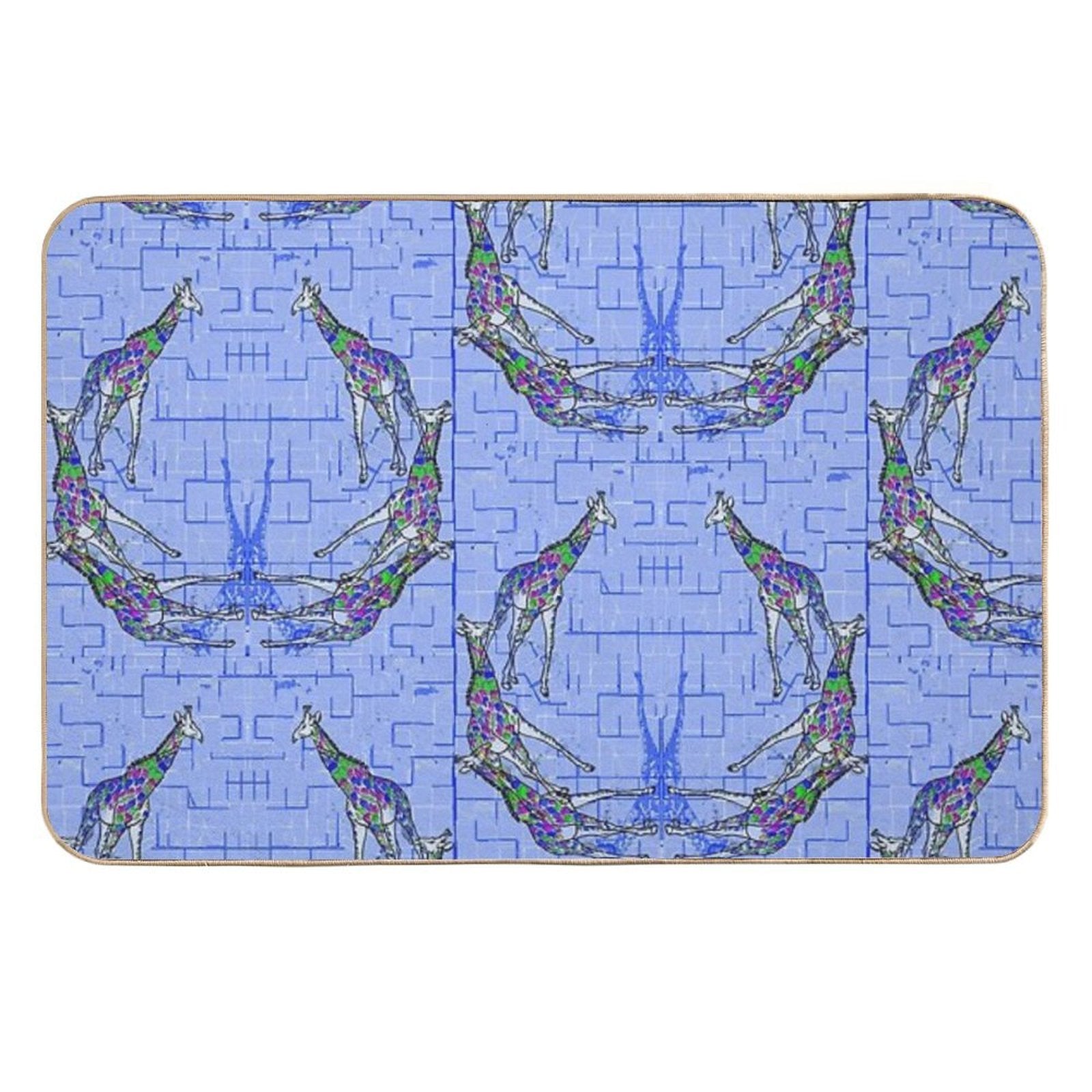 Blue Giraffes Durable Bath Mat