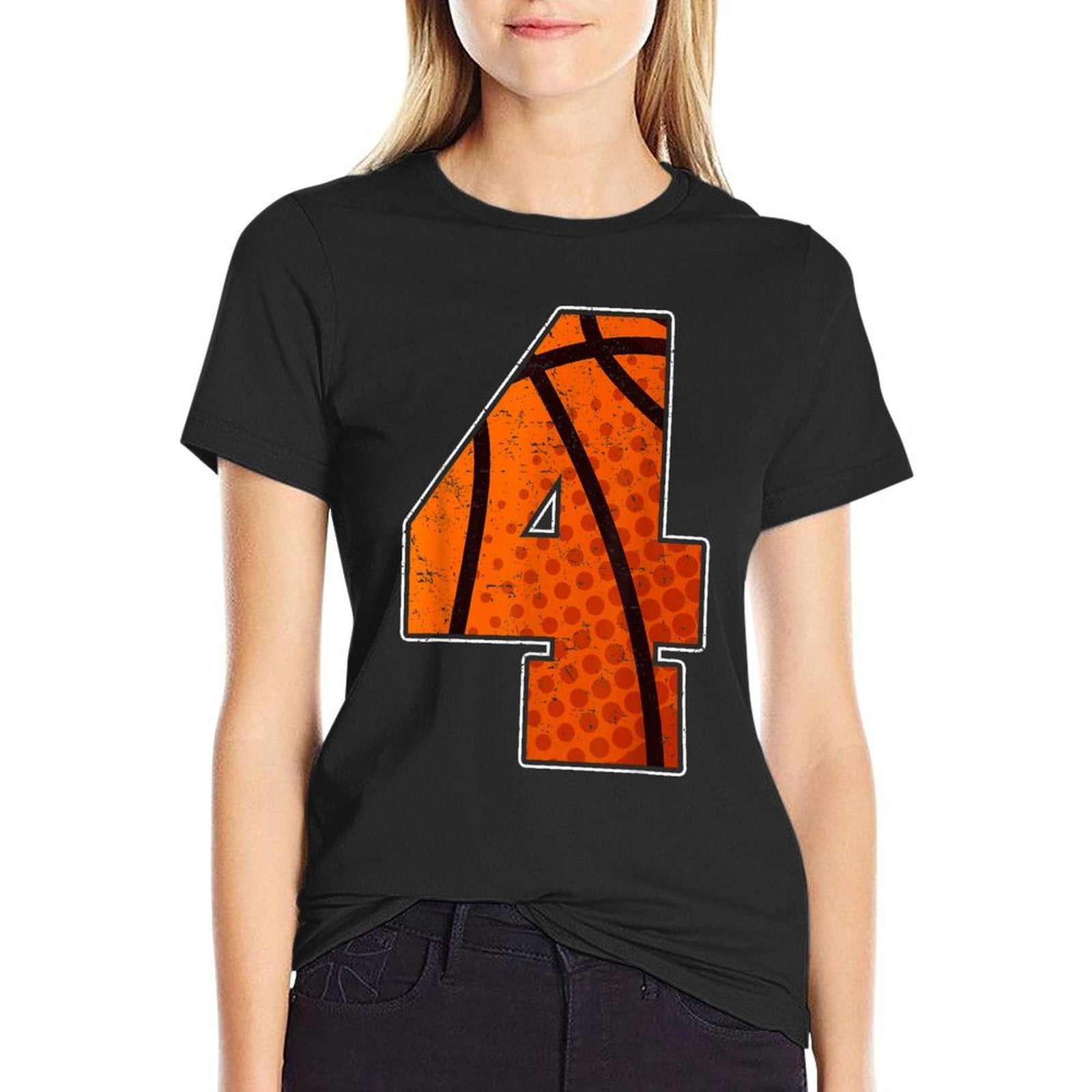 Basketball Birthday 4 Four Year Old Boy Girl Sports  Stretchy T-Shirt