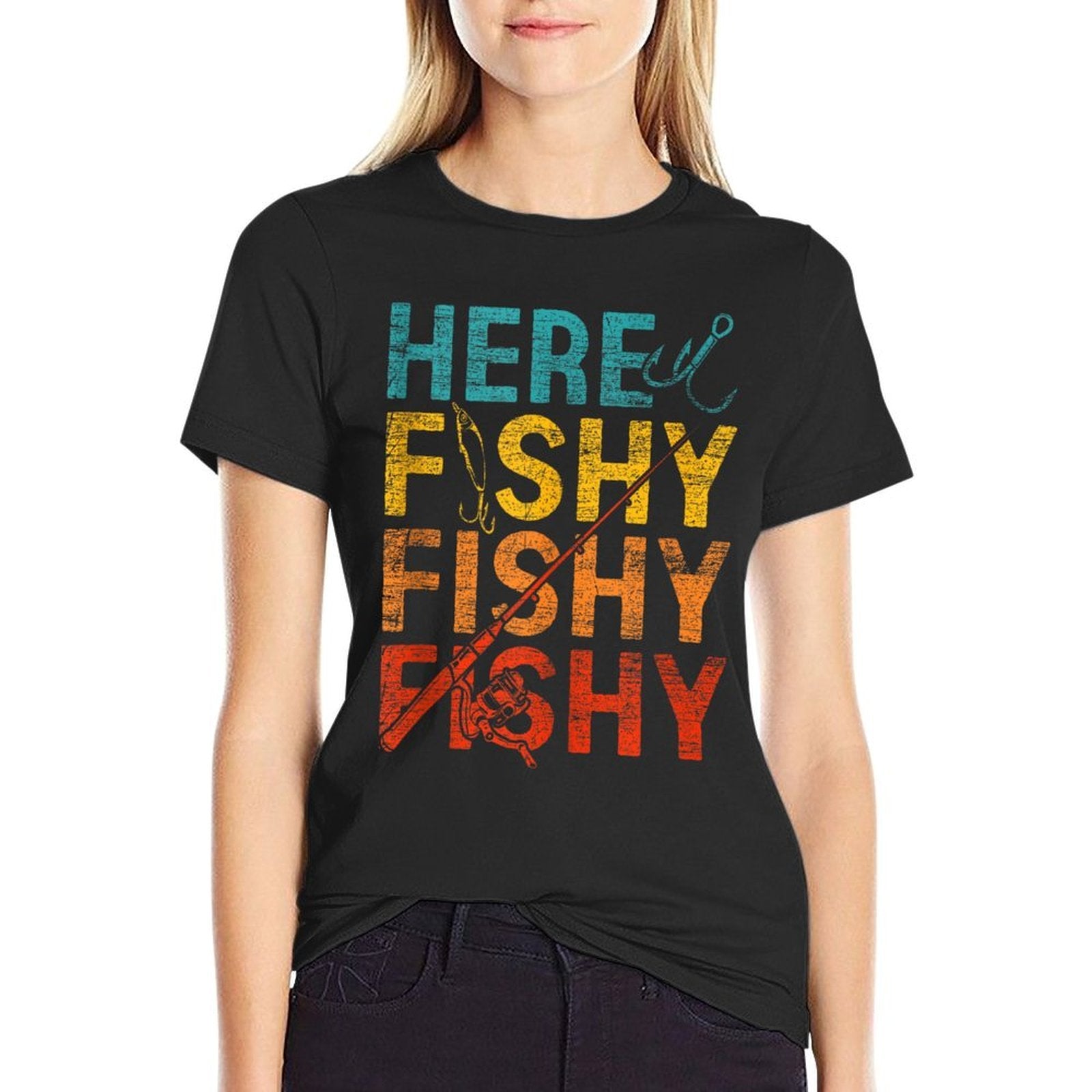 Here Fishy Fishy Fishy  Tagless Design T-Shirt