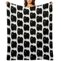 Cute Fluffy Black Pomeranian Cartoon Dog Comfort Throw Blanket