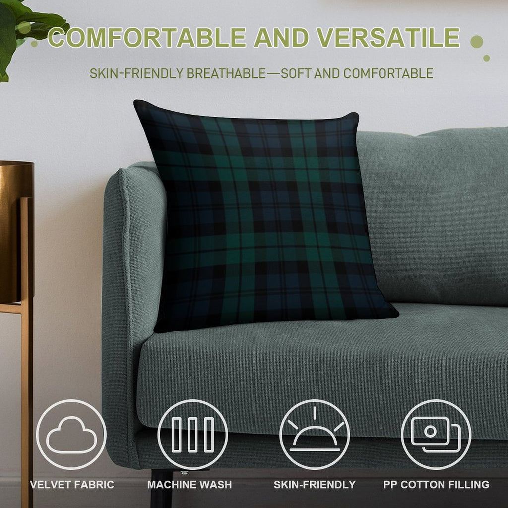 Black Watch Tartan Plaid Pattern Soft Bedroom Essential Throw Pillow