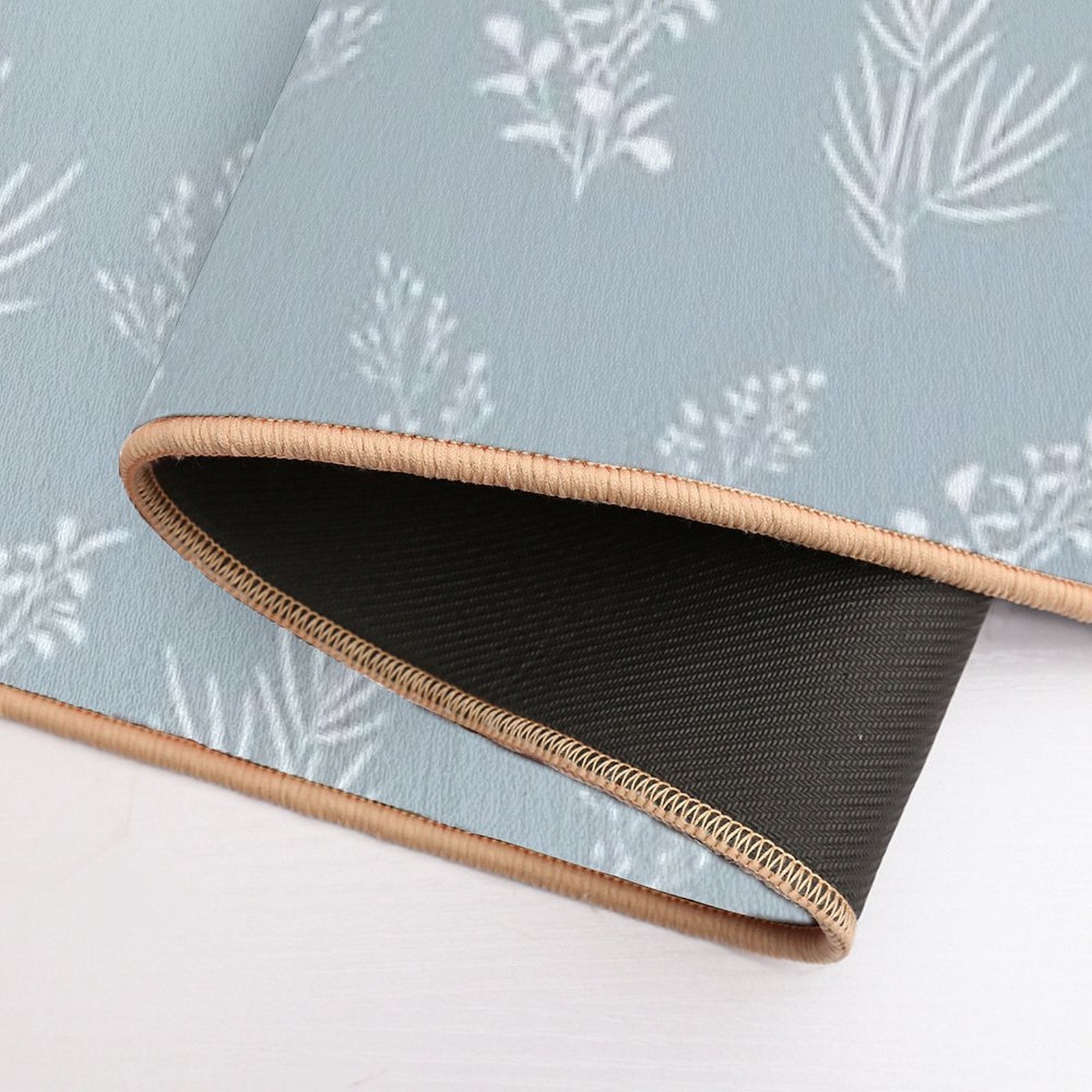 Seamless Isolated Silhouette Pattern of Tree Branches with Leaves.  Fade-Resistant Bath Mat