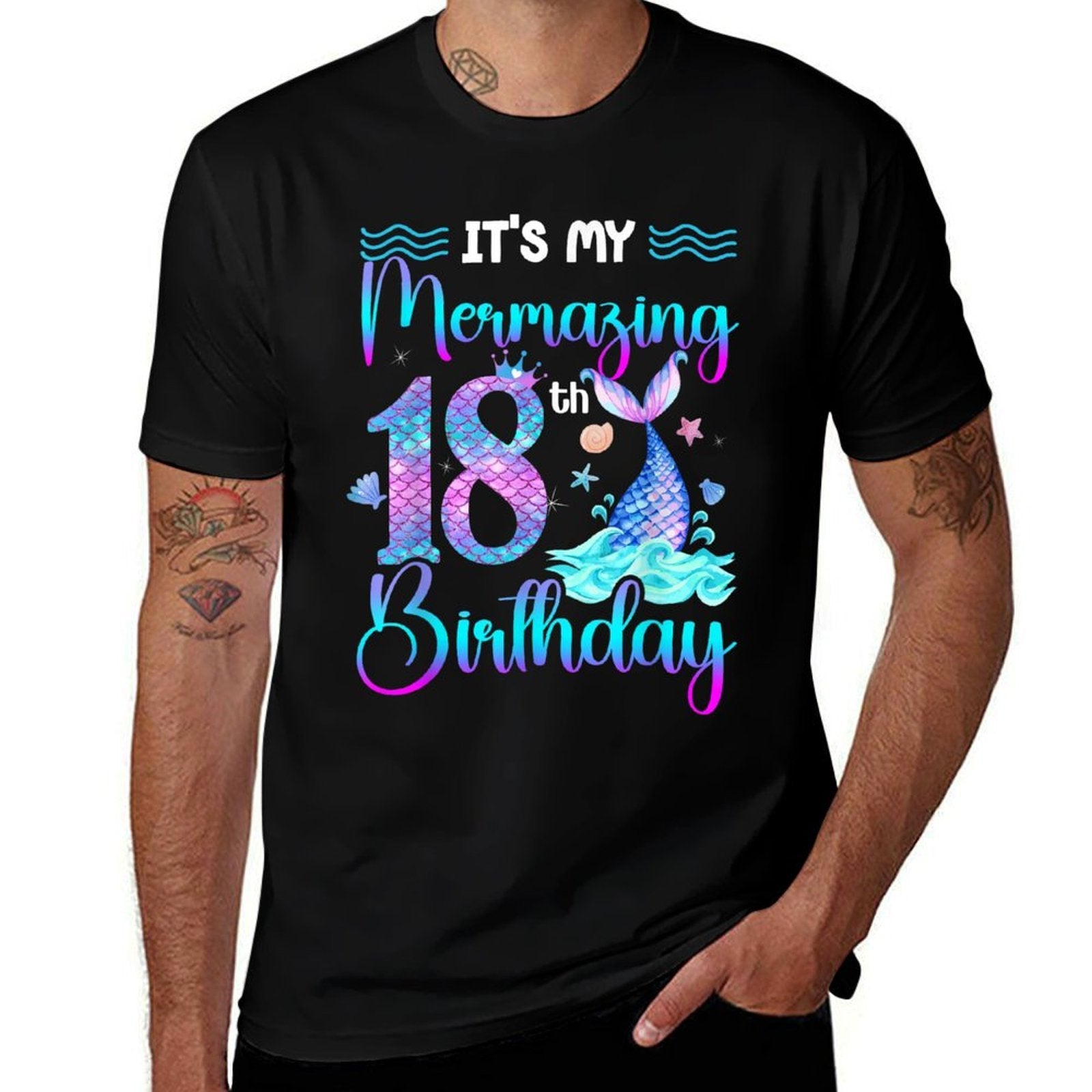 It's My Mermazing 18th Bday Party Mermaid 18 Years Old  Stretchy T-Shirt