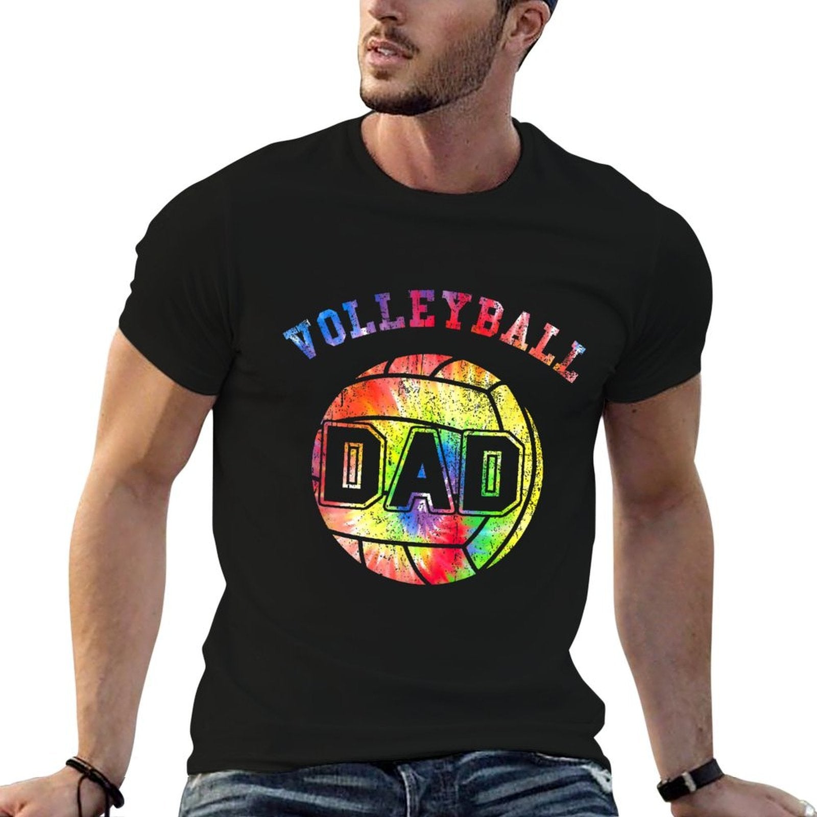 Volleyball Dad Colorful Tie Dye For Men  Classic T-Shirt