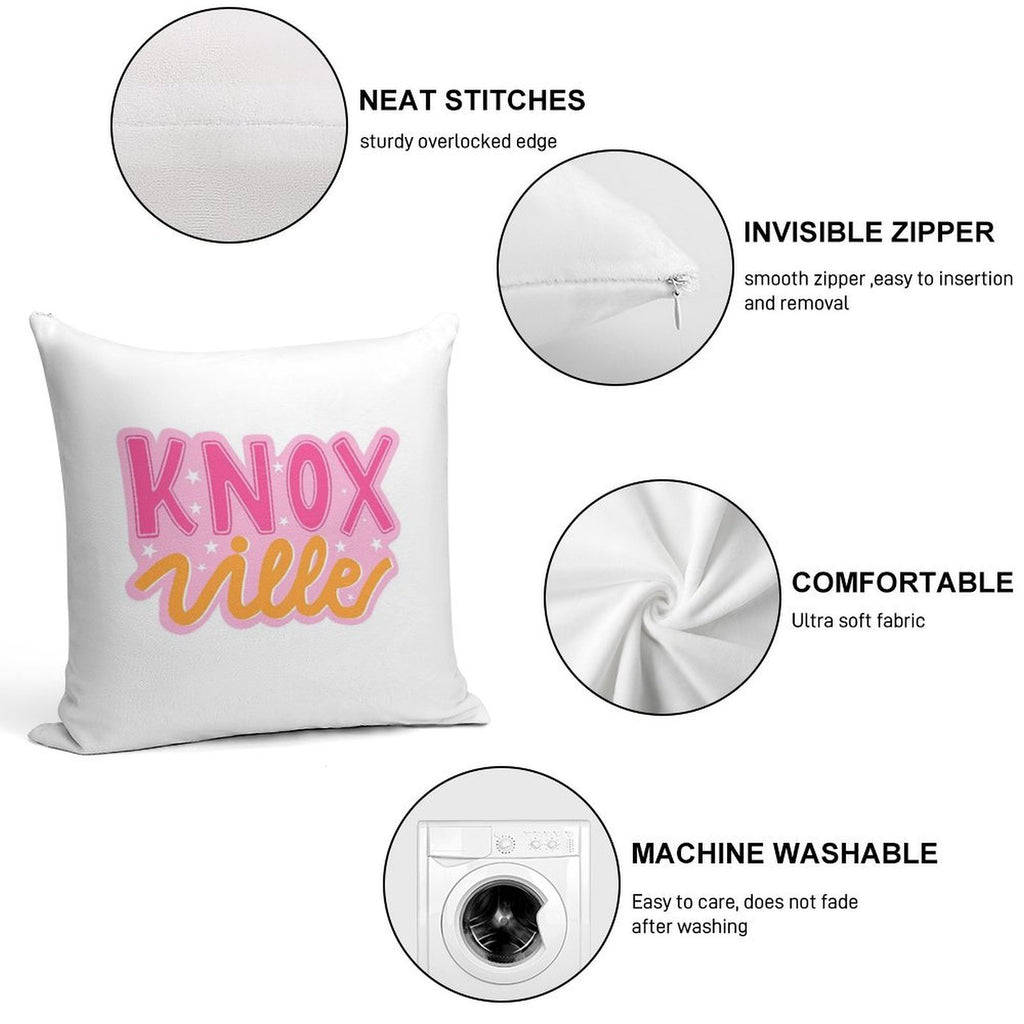 Knoxville Pink And Orange Stars Soft Short Plush Fabric Throw Pillow