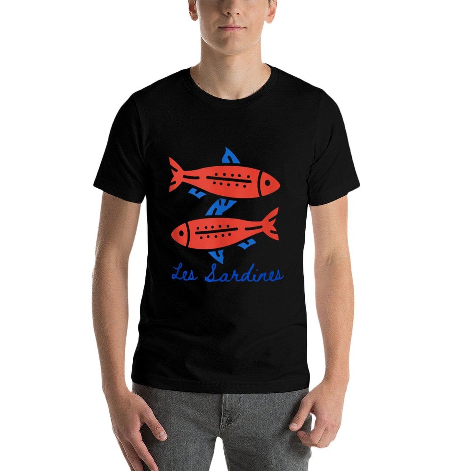 Les Sardines Fisherman Aesthetic Coastal Sardine Fish  Easy-care T-Shirt