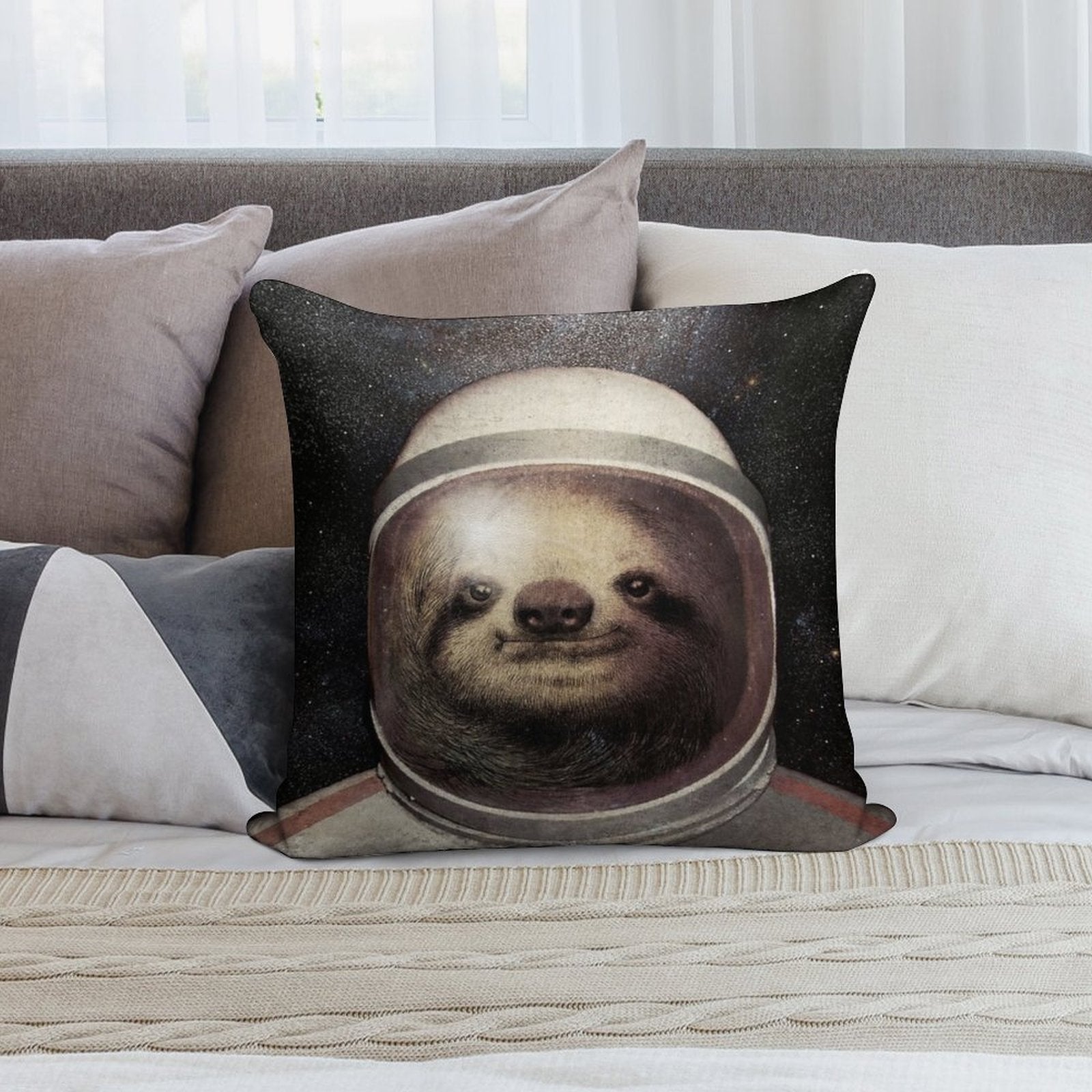 Space Sloth Soft Warmth Comfort Throw Pillow