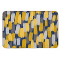 Abstract Grey And Mustard Yellow Paint Brush Effect on Navy Blue  Odorless Bath Mat