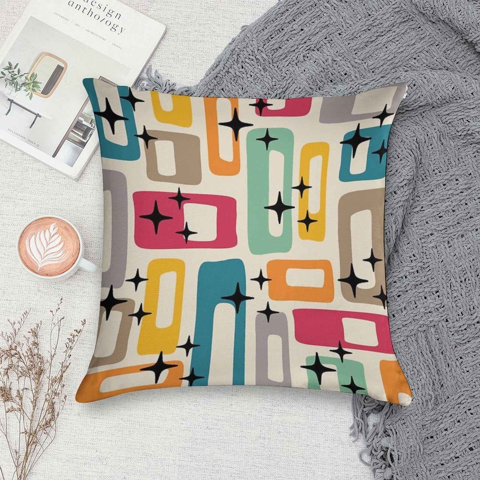 Retro Mid Century Modern Abstract Pattern 154 Soft Home Decor Throw Pillow