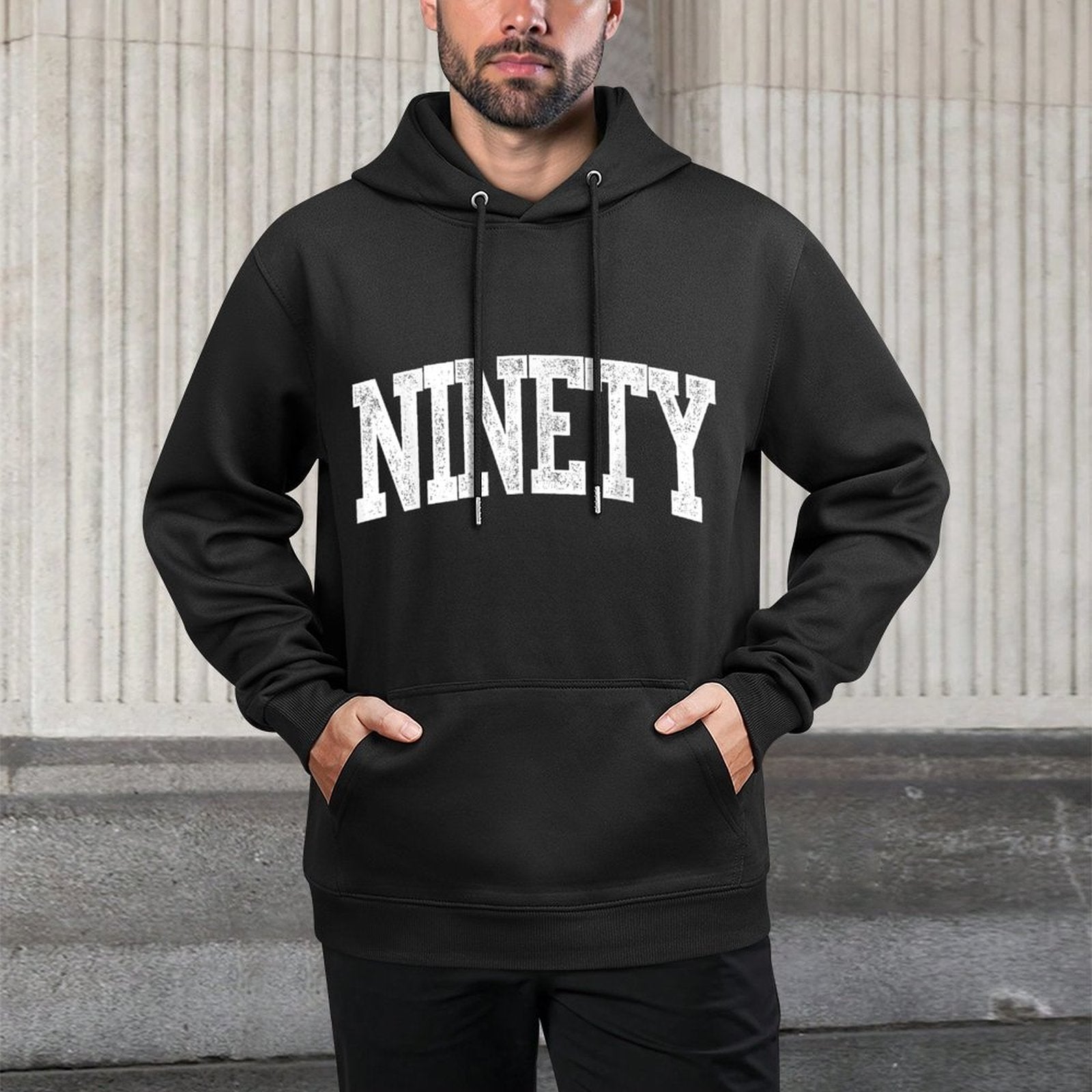 Ninety Minimalist 90th Birthday Design 90-Year-Old Adjustable Hood Hoodie