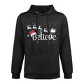 Christmas Believe in Santa with Sleigh Reindeer  Santa Hat Cotton-Polyester Blend Hoodie