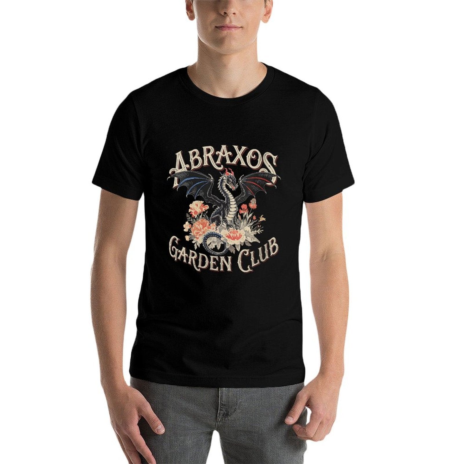 Womens Abraxos Garden Club Dragon Vintage Fantasy Floral Design  Moisture-wicking T-Shirt