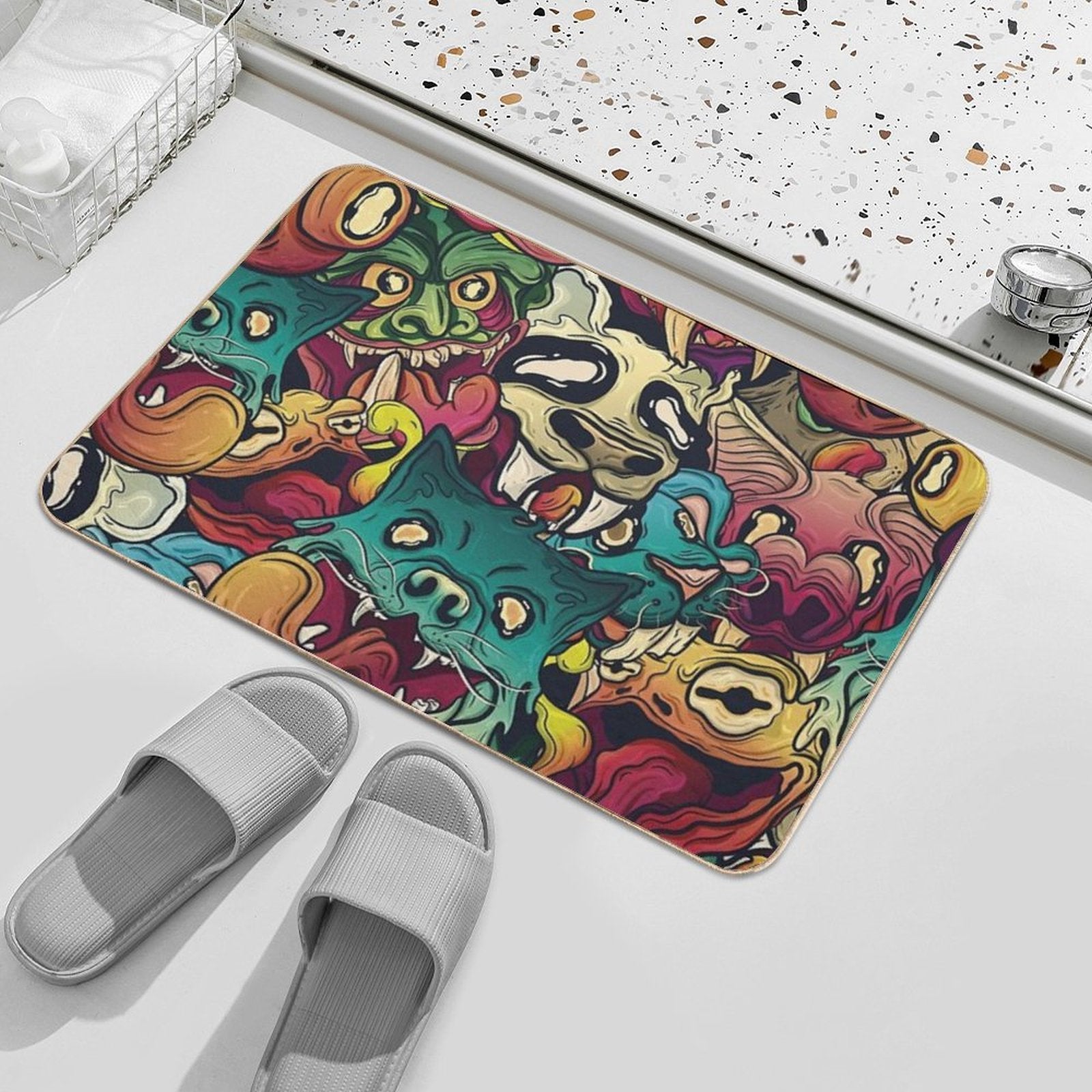 Animal Chaos  Fade-Resistant Bath Mat