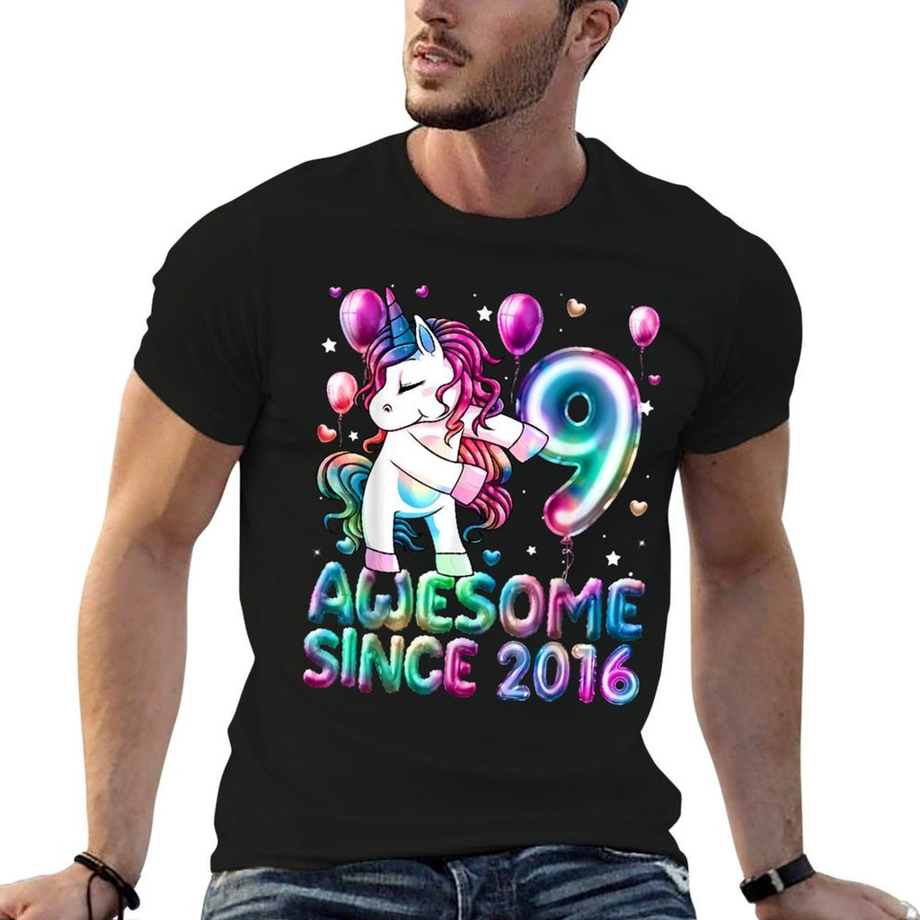 Flossing Unicorn 9 Year Old 9th Birthday Girl Unicorn Party  Graphic-printed T-Shirt