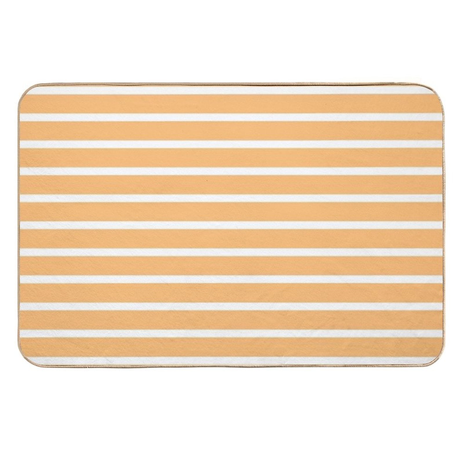 Apricot Orange And White Horizontal Stripes  Easy To Clean Bath Mat