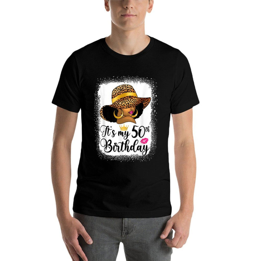 African American Woman It's My 50th Birthday Black Queen  Ribbed Collar T-Shirt