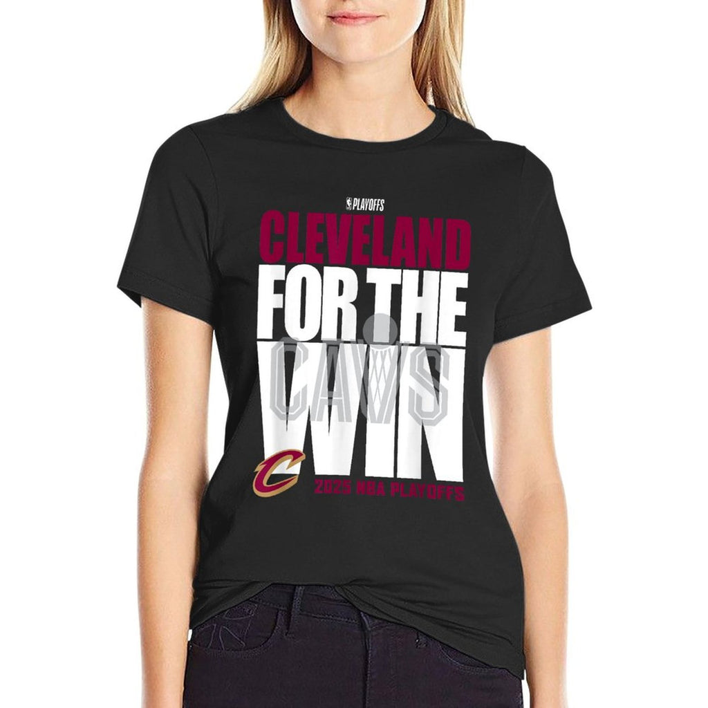 NBA Official Cleveland Cavaliers For The Win 2025 Playoffs  Easy-care T-Shirt