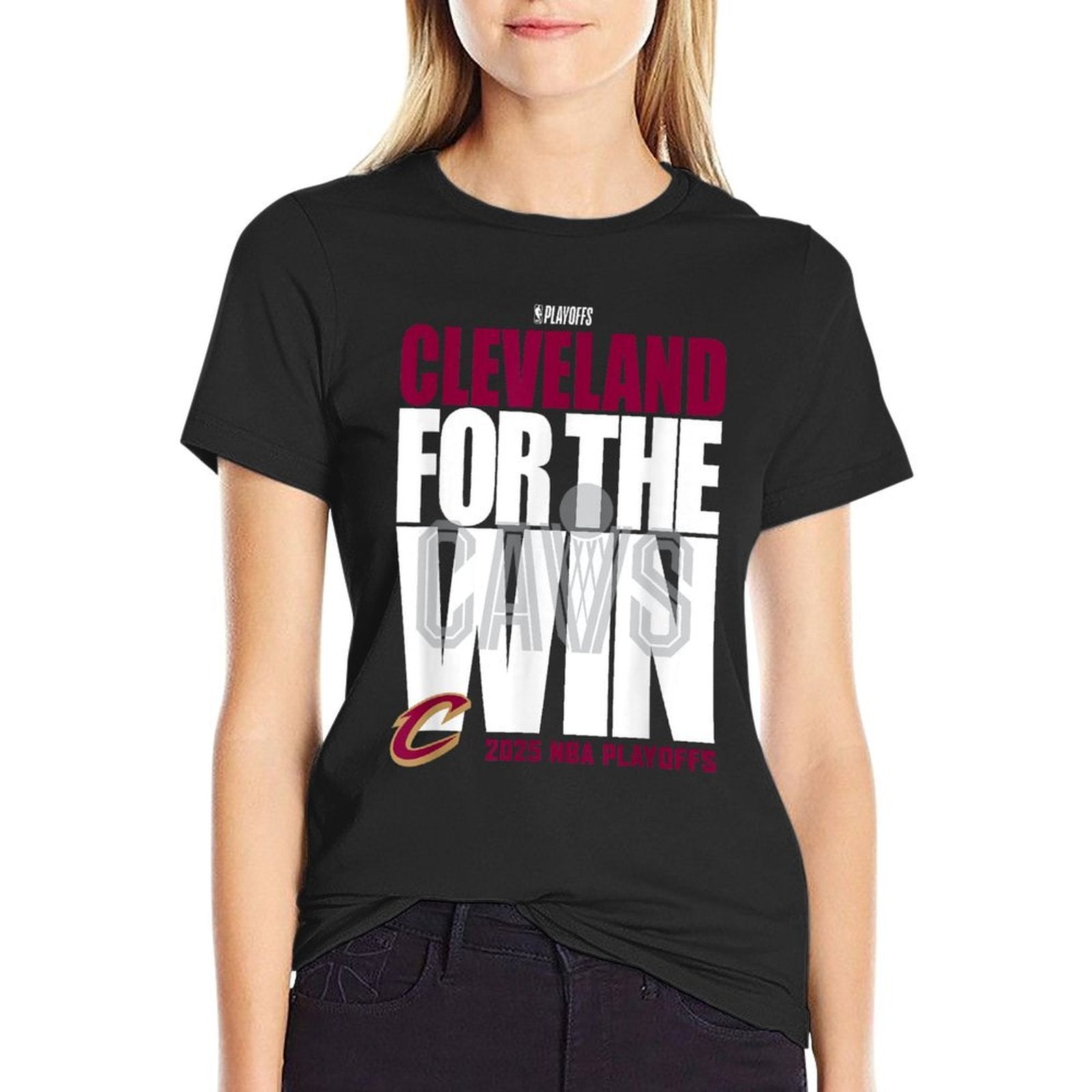 NBA Official Cleveland Cavaliers For The Win 2025 Playoffs  Easy-care T-Shirt
