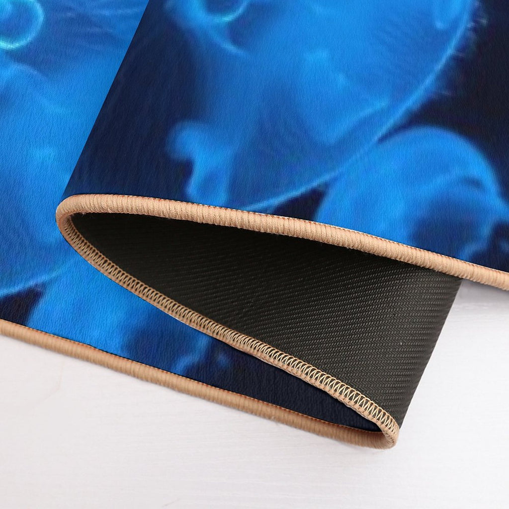 Blue Jellyfish Swimming  Fade-Resistant Bath Mat