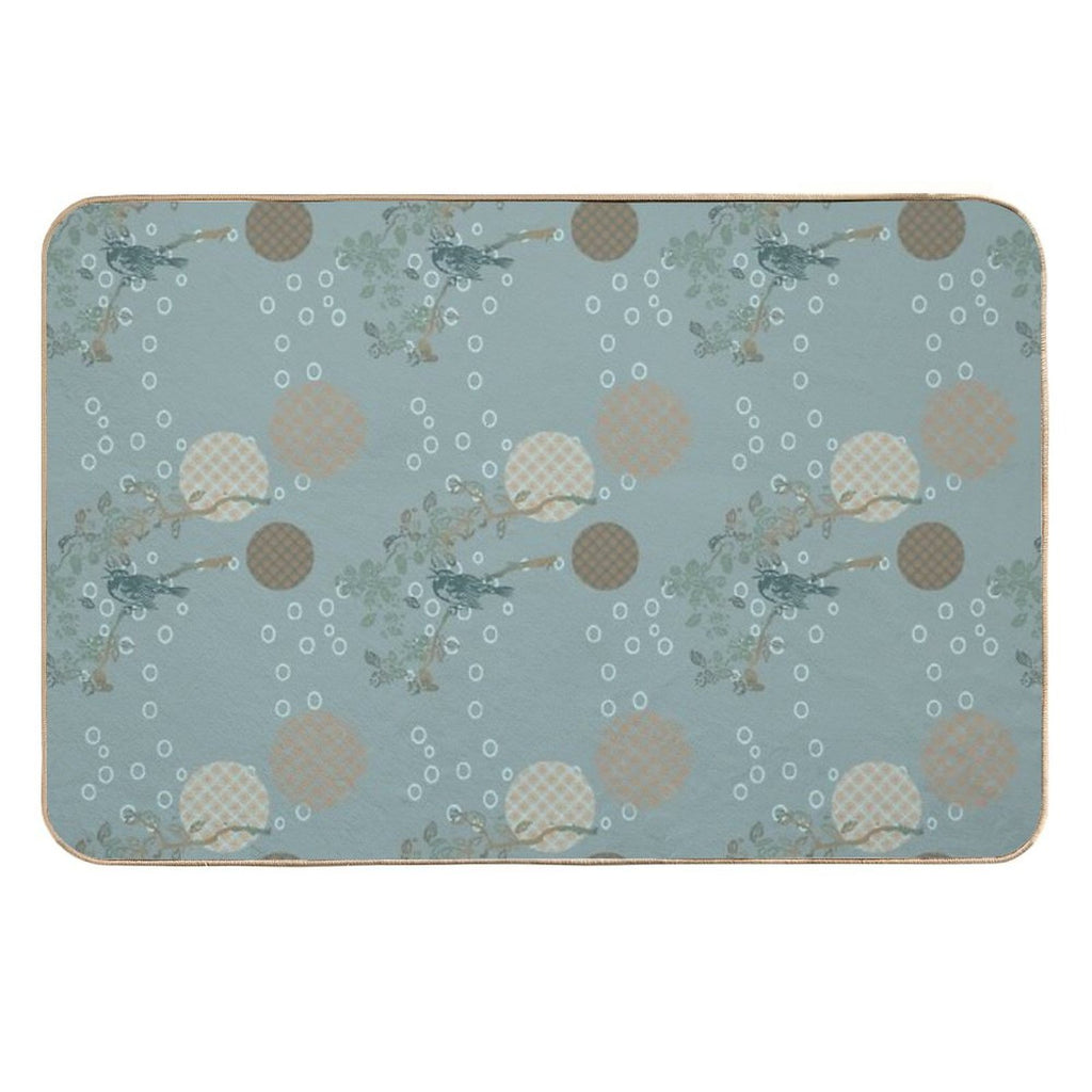 Japanese Bird Pattern  Pet-Safe Bath Mat