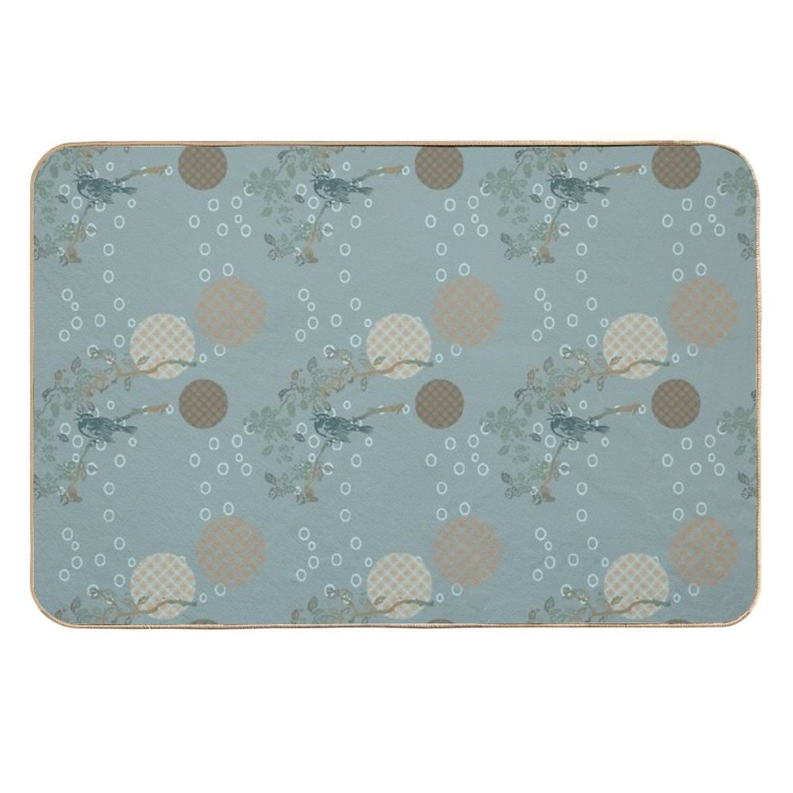 Japanese Bird Pattern  Pet-Safe Bath Mat
