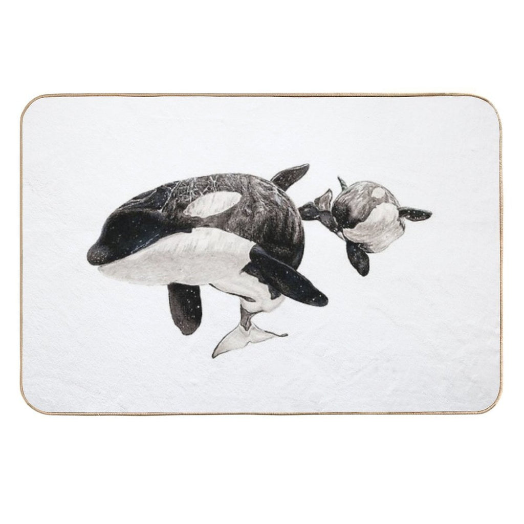 Katina And Taku The Killer Whales Drawing  Toxin-Free Bath Mat