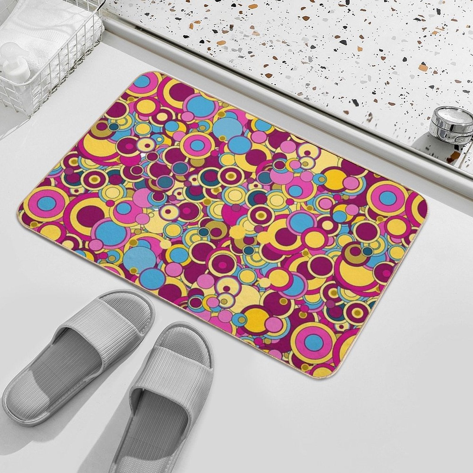 Peter Max Bubbles  Fade-Resistant Bath Mat