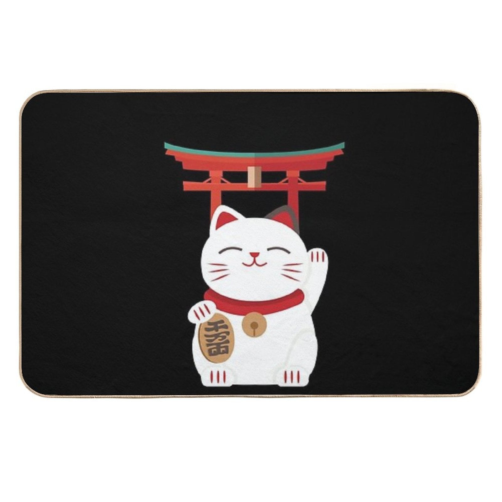 Japanese Blessing Lucky Cat  Pet-Safe Bath Mat