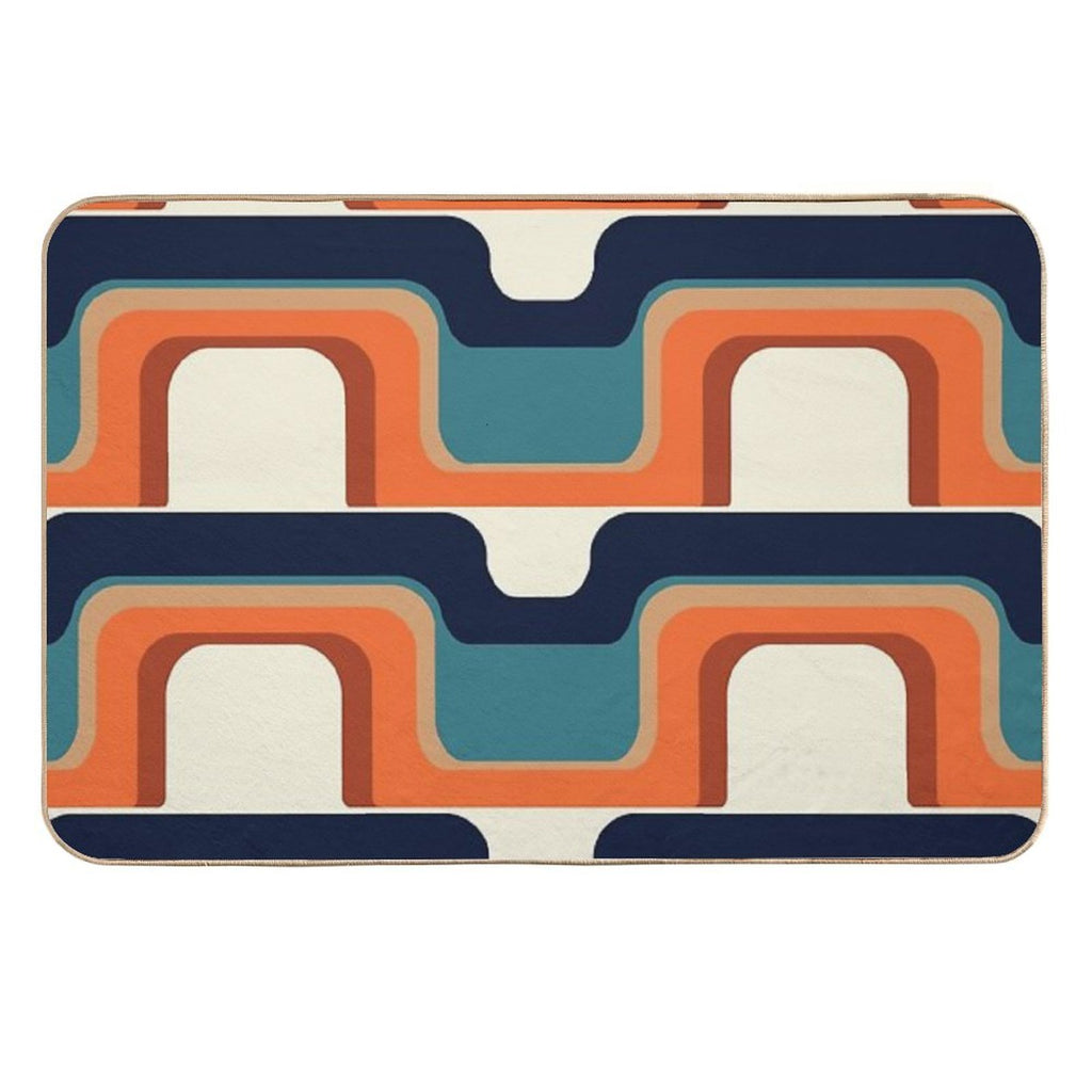 Mid-Century Modern Meets 1970s Orange & Blue  Anti-Trip Bath Mat