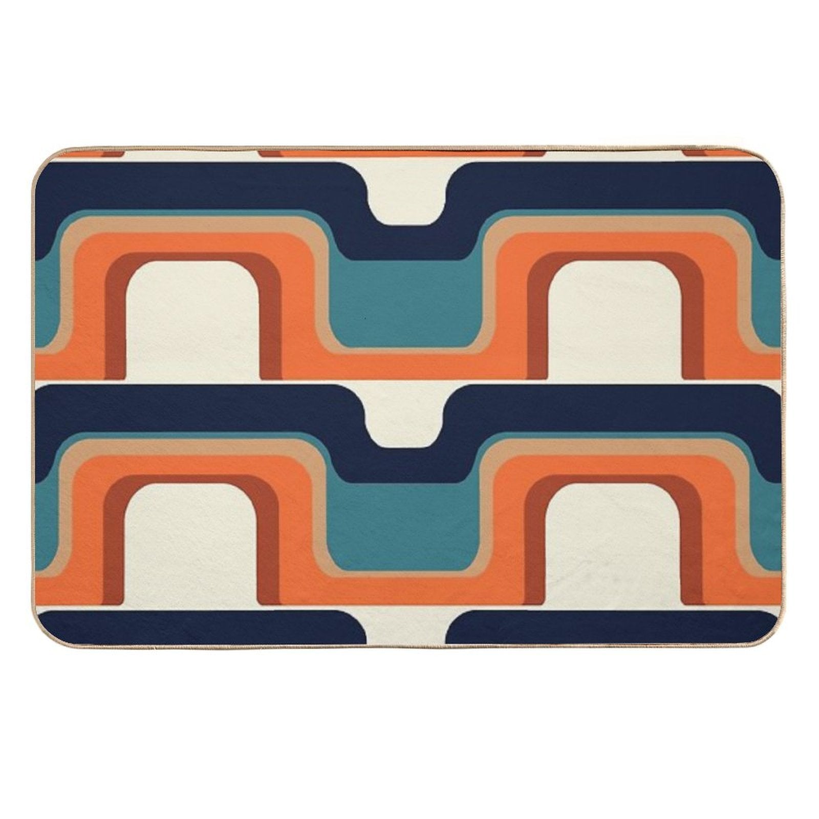 Mid-Century Modern Meets 1970s Orange & Blue  Anti-Trip Bath Mat