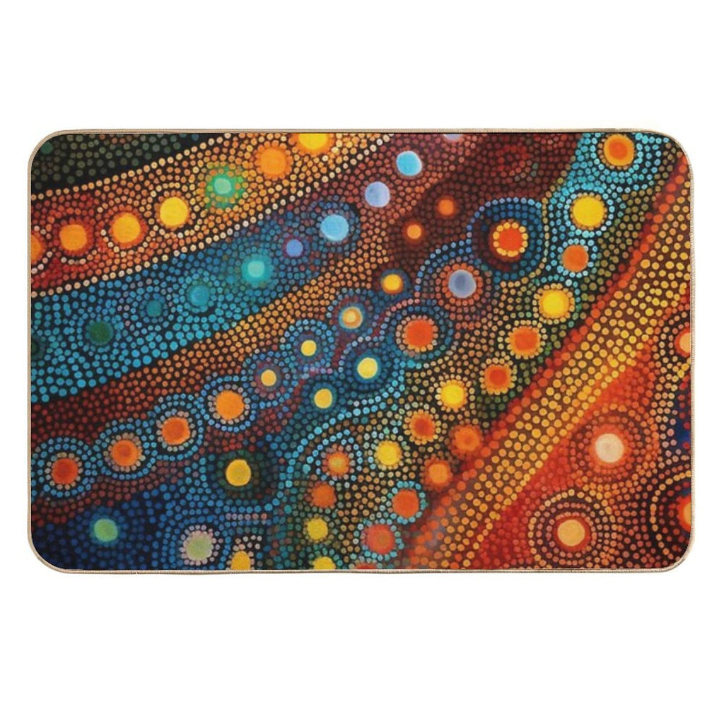 Aboriginal Authentic Art - Circular Paths  Eco-Friendly Bath Mat