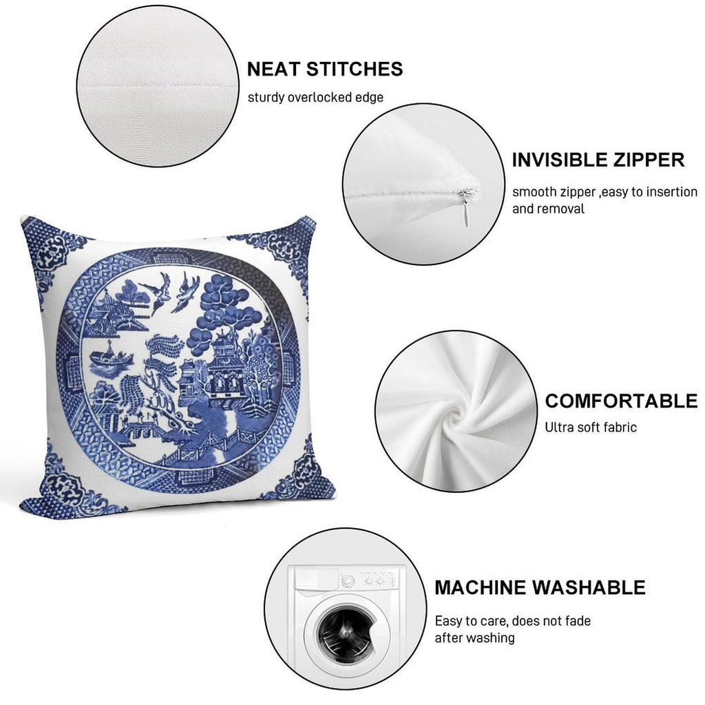 Blue Willow China Soft Easy Maintenance Throw Pillow