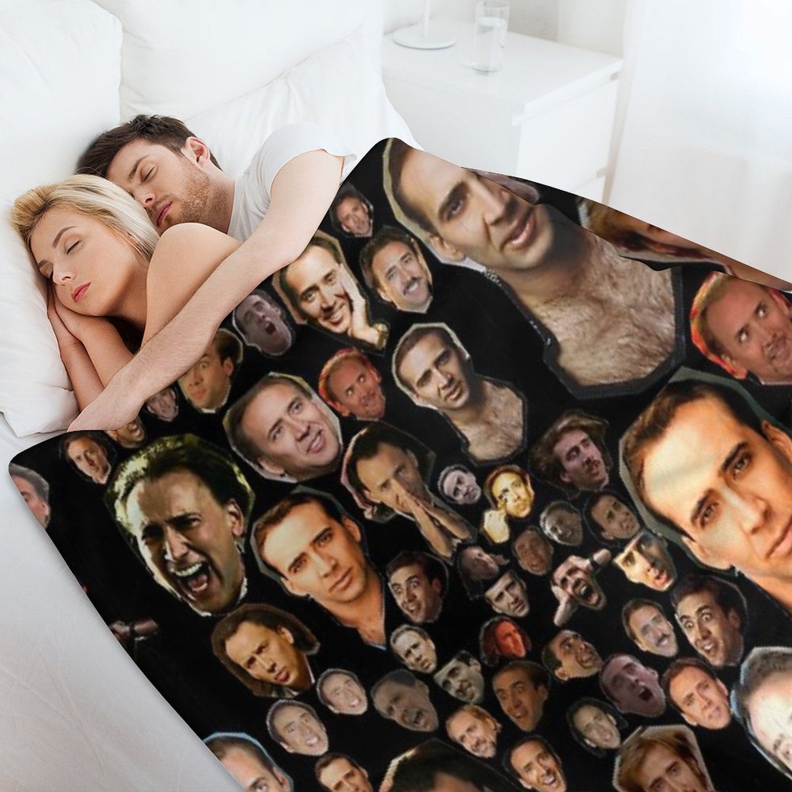 Nicholas Cage Faces Pattern - Nicolas Cage - Nick Cage - Nic Cage Faces Pattern Comfort Throw Blanket