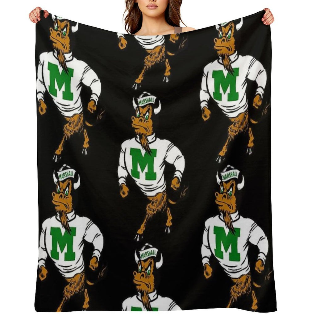 Marshal U. Vintage Retro Mascot Logo Easy Care Throw Blanket