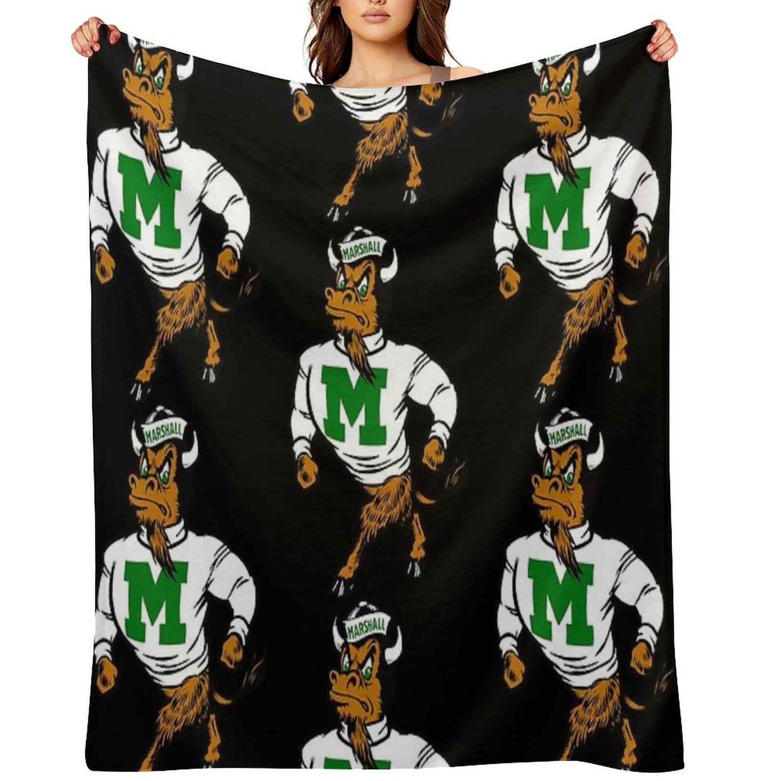 Marshal U. Vintage Retro Mascot Logo Easy Care Throw Blanket