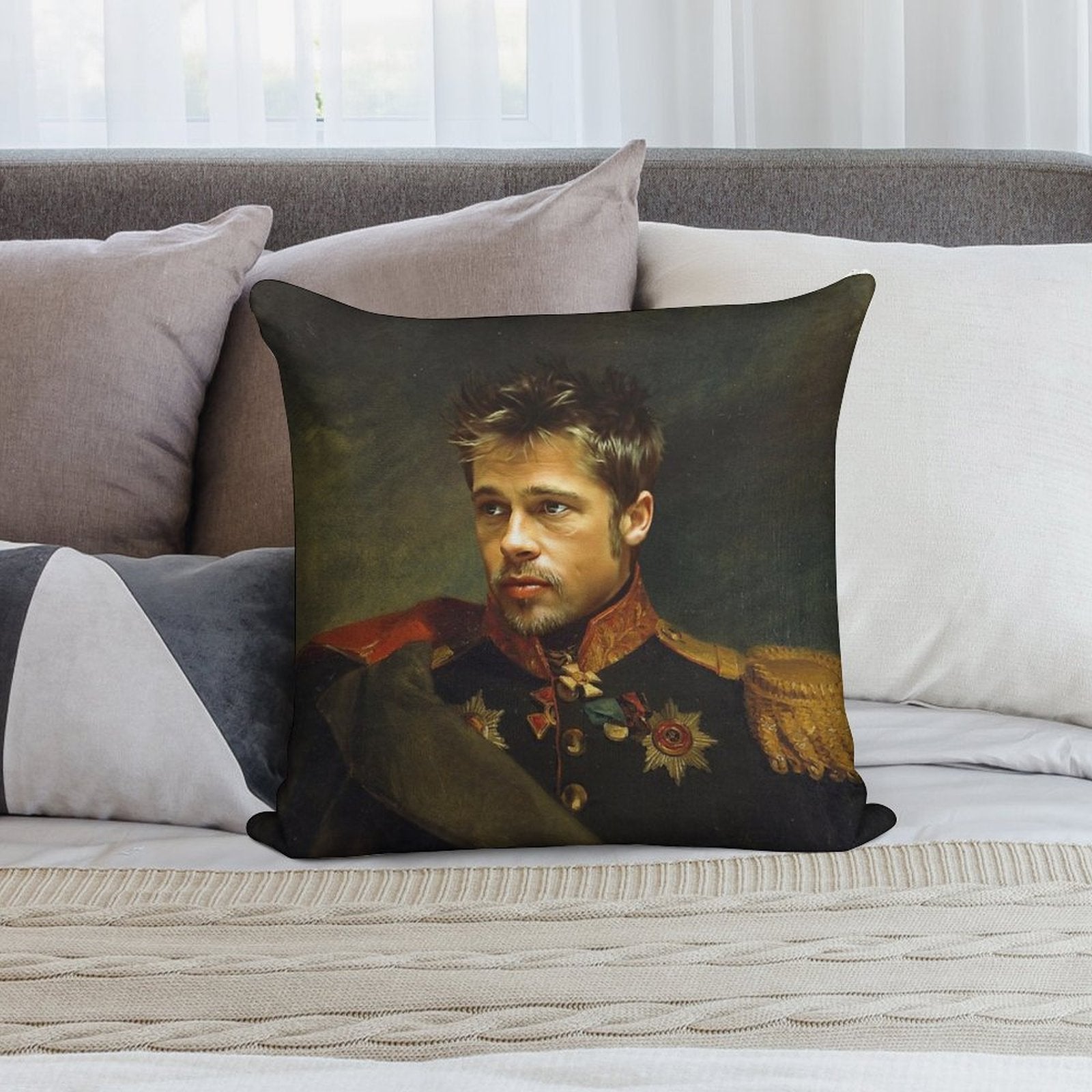 Brad Pitt - Replaceface Soft Warmth Comfort Throw Pillow