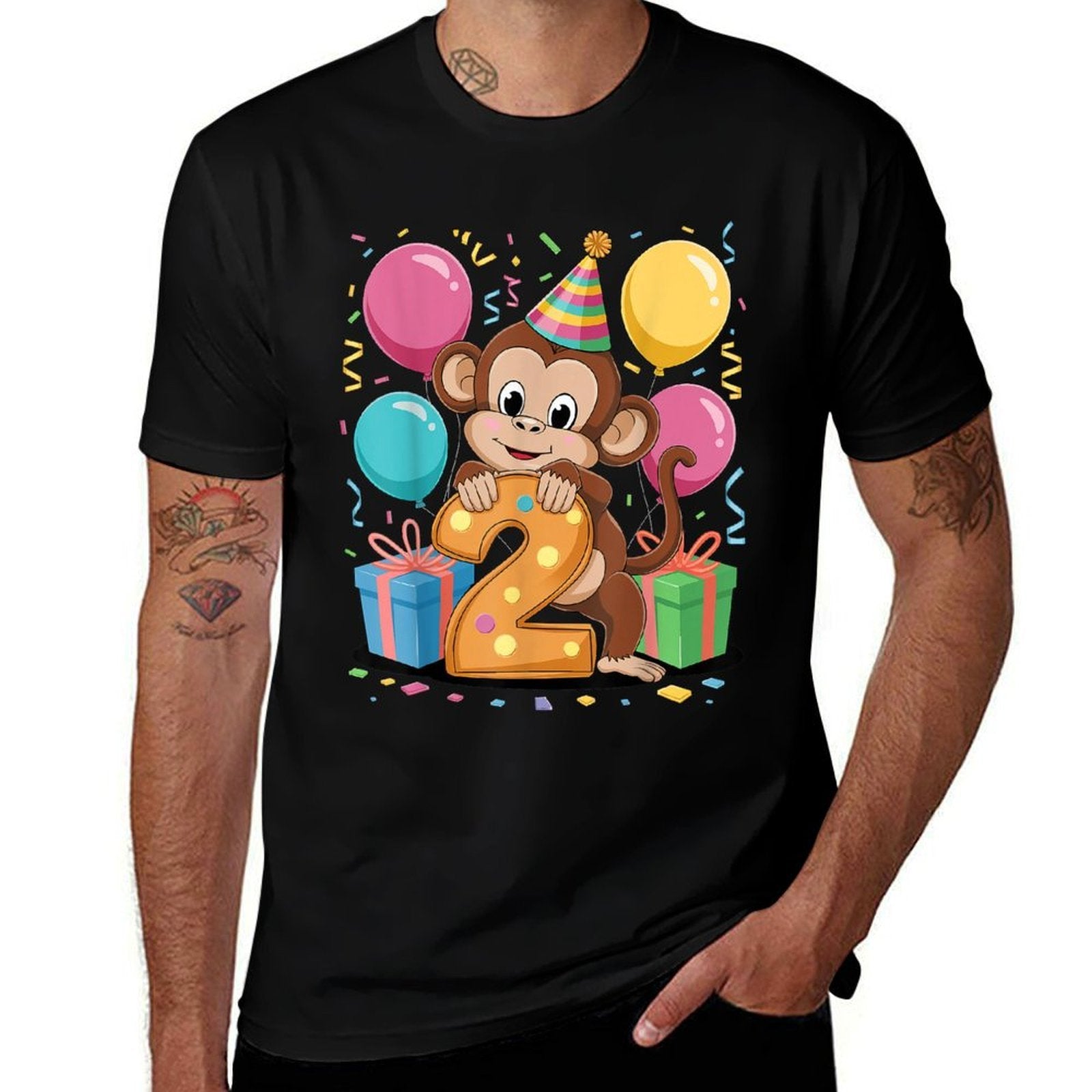 Monkey 2nd Birthday Boy Girl 2 Years Old Second Two Monkey  Eco-friendly Material T-Shirt
