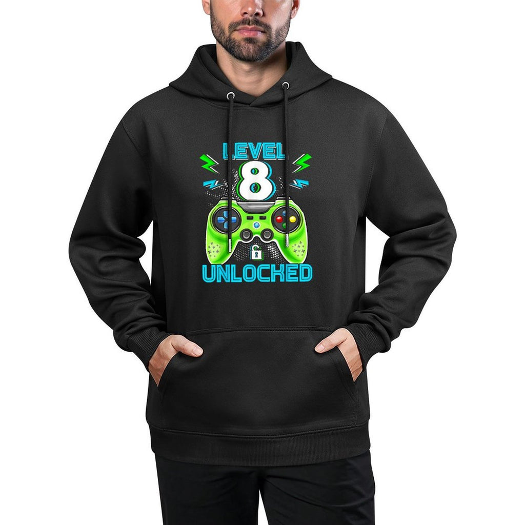 Level 8 Unlocked Birthday Kids 8th Video Game Eight Year Old Machine Washable Hoodie