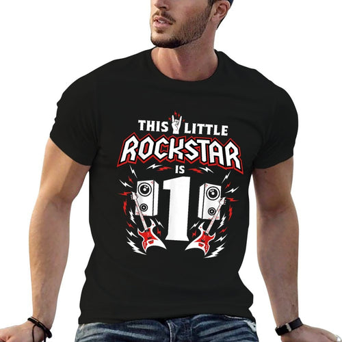 1st Birthday Rock And Roll Star Guitar 1 Year Old B-Day  Summer-ready Fabric T-Shirt
