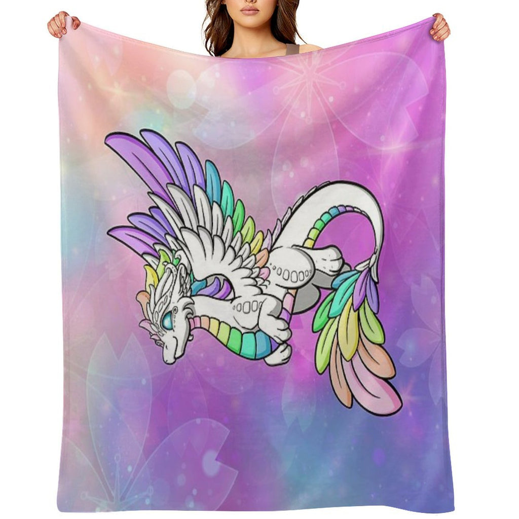 White Rainbow Dragon Eco-conscious Throw Blanket