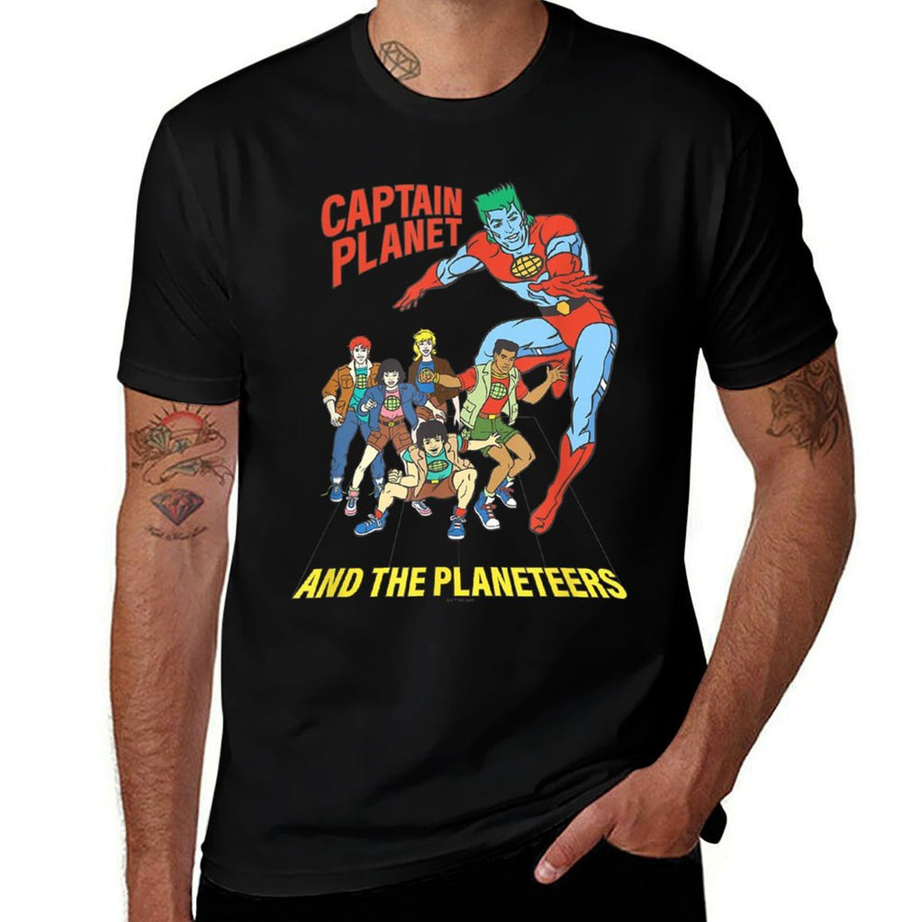 Captain Planet Planeteers United Retro Logo  Trendy Pattern T-Shirt