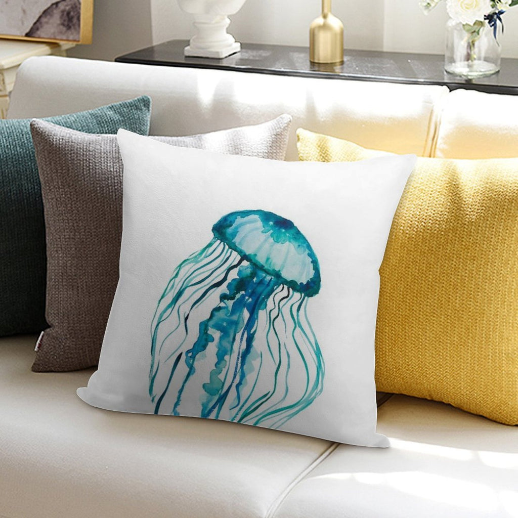 Watercolor Jellyfish Soft Fade-Resistant Throw Pillow