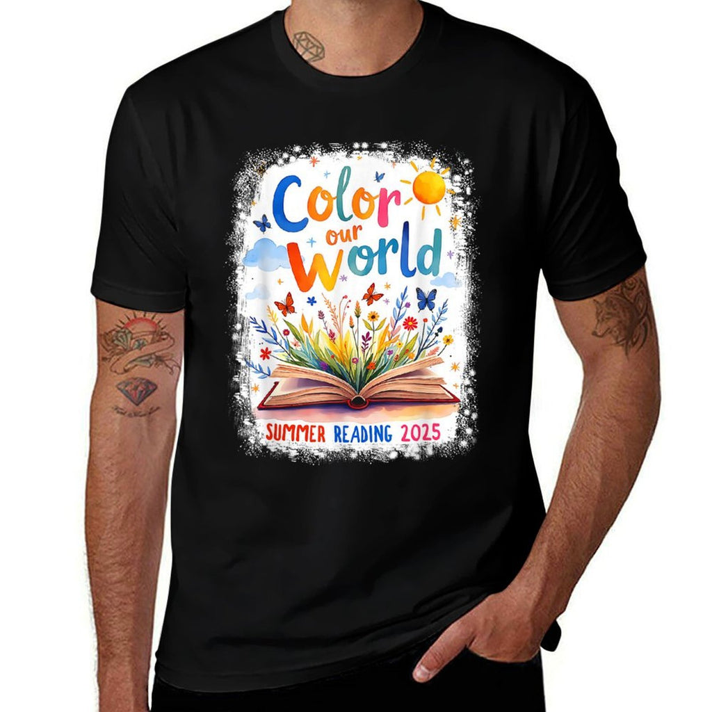 Color Our World Summer Reading Book Wildflowers Butterflies  Oversized Silhouette T-Shirt