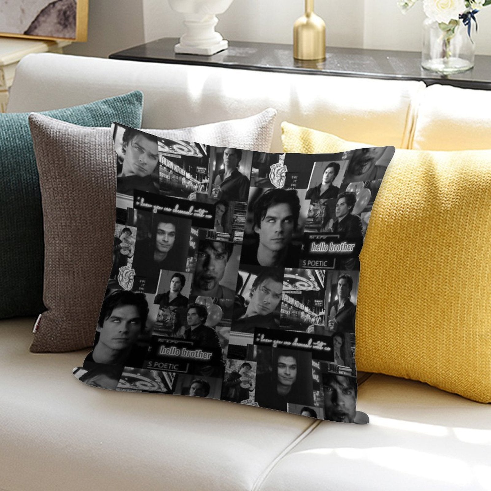Damon Collage B&w Soft Anti-Pilling Throw Pillow