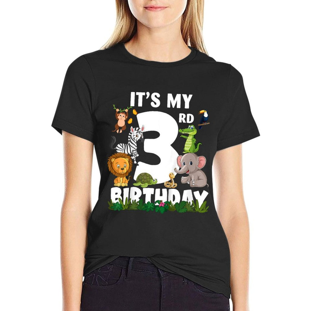 It's My 3rd Birthday Zoo Jungle Safari 3 Years Old Birthday  Graphic-printed T-Shirt