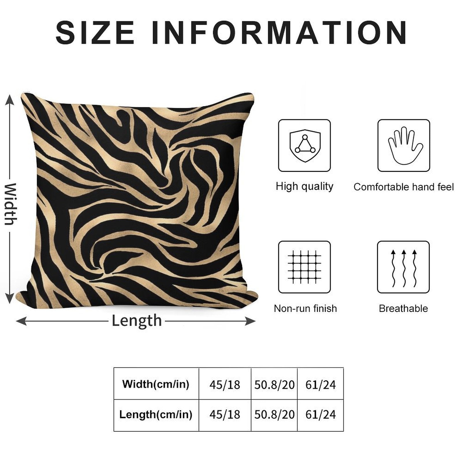 Elegant Metallic Gold Zebra Black Animal Print Soft Gift Ready Throw Pillow