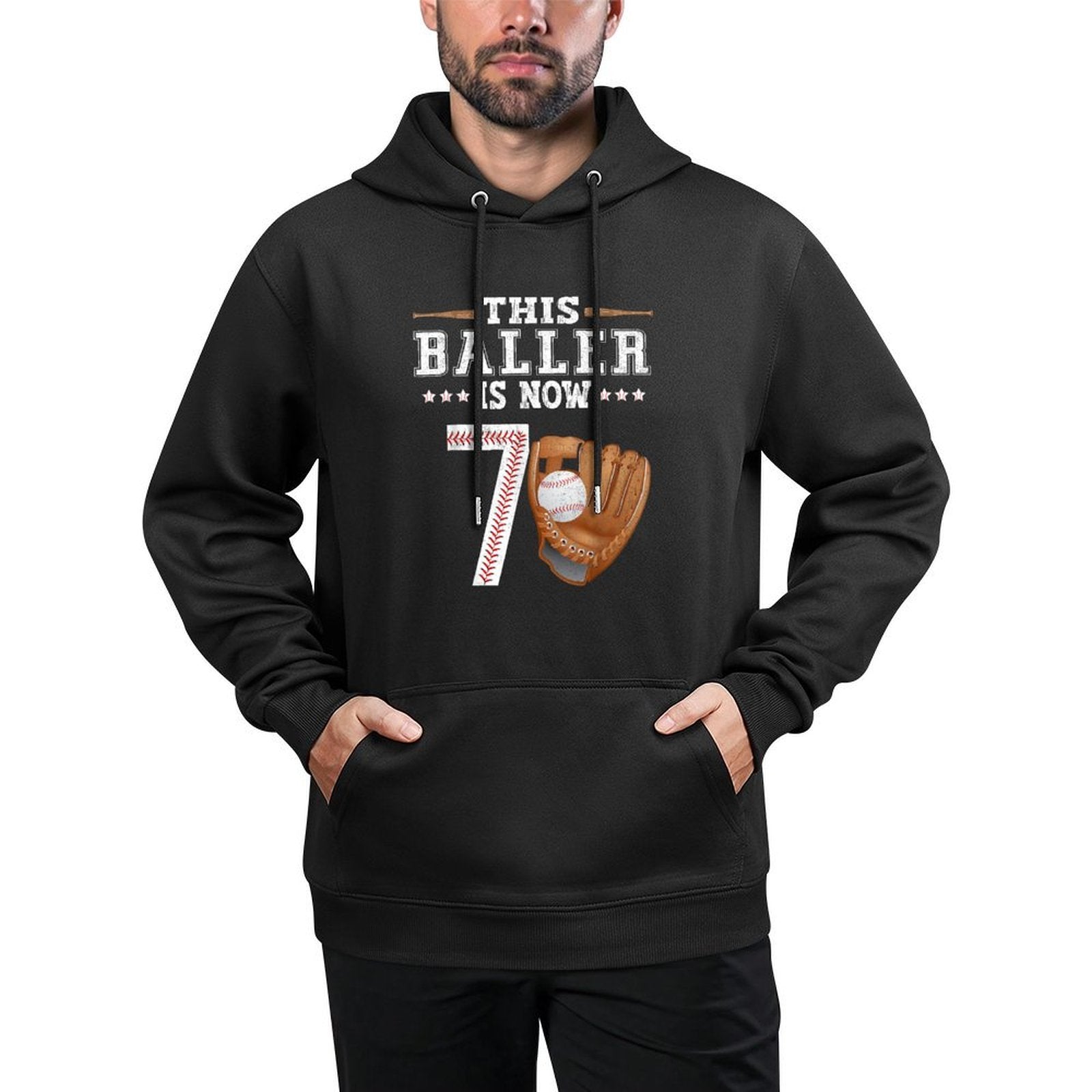 Boys Baseball Birthday Age 7 Sports Themed Birthday Moisture-Wicking Hoodie