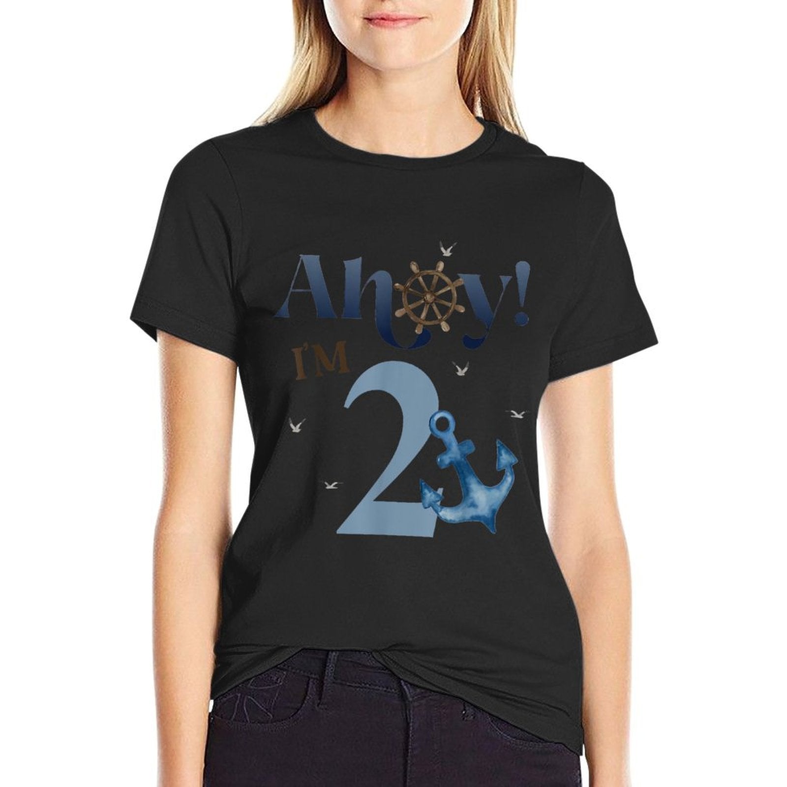 Nautical 2nd Birthday Decorations Two Year Old Bday Boy  Versatile T-Shirt